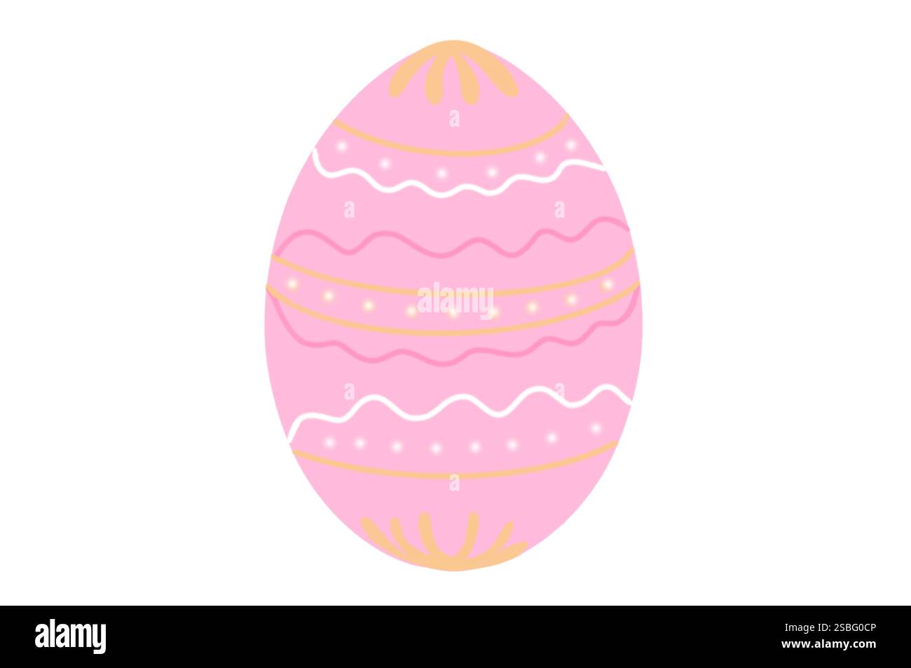 Frohe Ostern. Set Ostereier mit verschiedenen Texturen auf weißem Hintergrund. Frühlingsferien. Abbildung isoliert. Frohe ostereier. Stockfoto