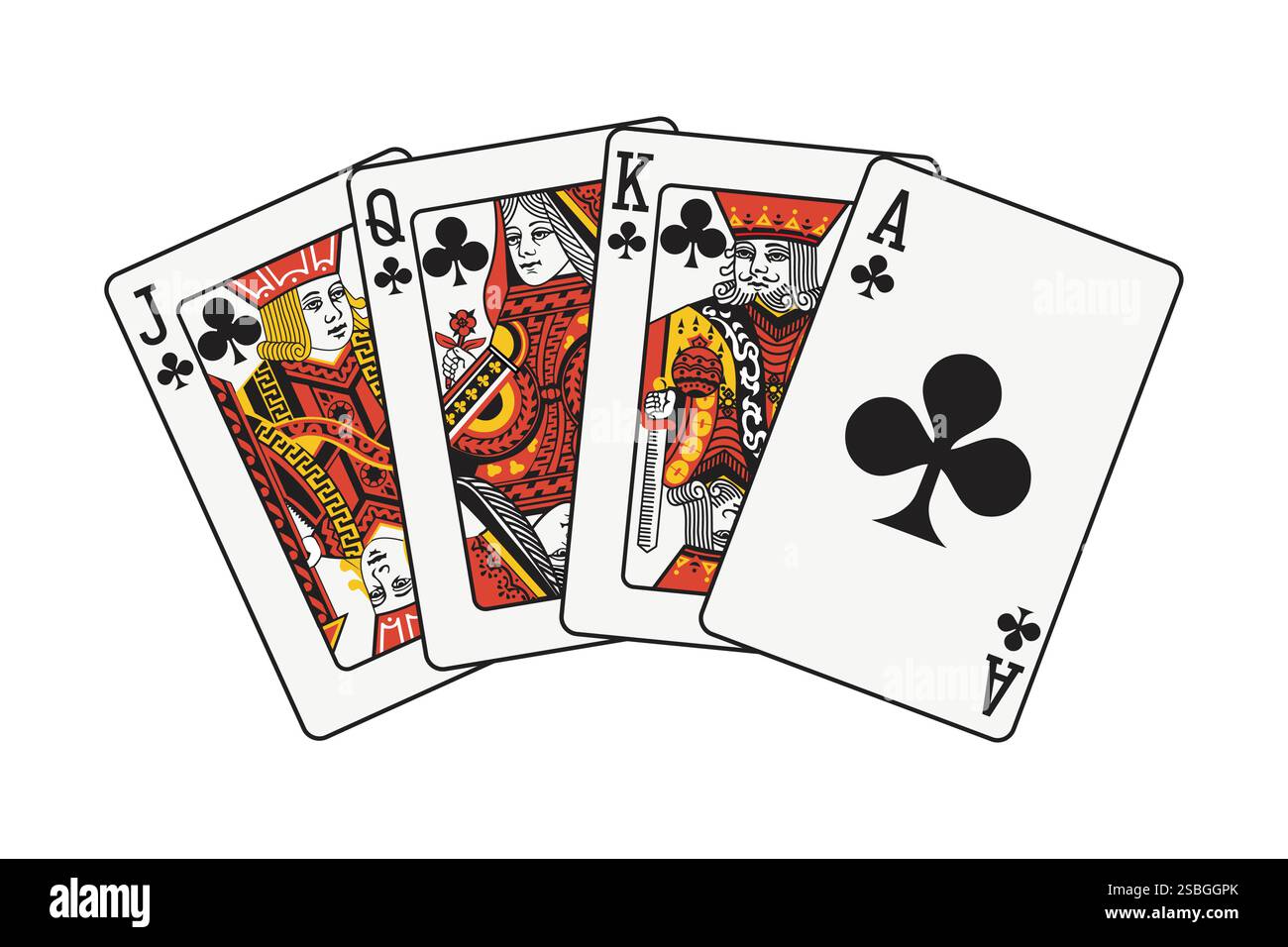 Satz von Pokerkarten mit isoliertem weißem Hintergrund. Poker-Spielkarten Stock Vektor