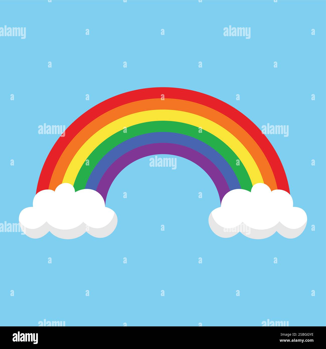 Regenbogenflacher Stil mit Wolken Stock Vektor