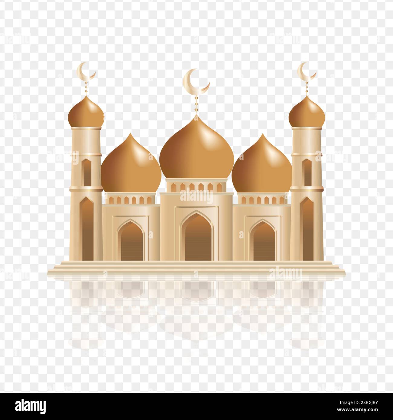 Realistische Moschee isoliert auf weißem Hintergrund. Islamische Architektur Wahrzeichen Moschee Minarett Kuppeln Stock Vektor