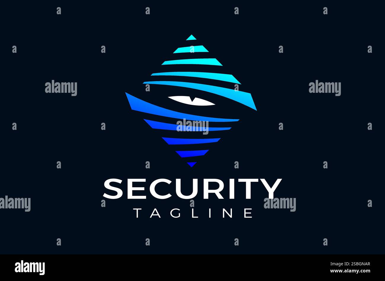 Sicherheitslogo, Sicherheitslogo, Schild-Logo, digitales Sicherheitslogo, kreative Bergform für maximale Sicherheit und Spionageaugen für die Suche Stock Vektor