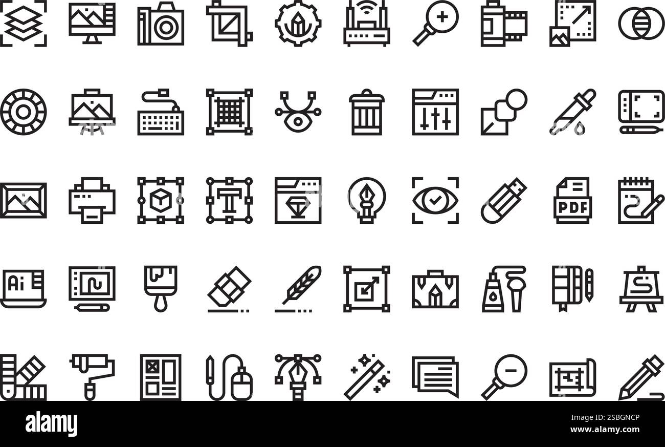 Hochwertige Sammlung von Vektorsymbolen mit editierbarer Kontur. Ideal für professionelle und kreative Projekte Stock Vektor