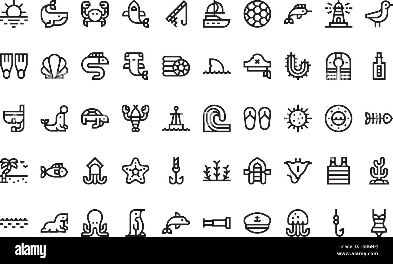 Hochwertige Sammlung von Vektorsymbolen mit editierbarer Kontur. Ideal für professionelle und kreative Projekte Stock Vektor