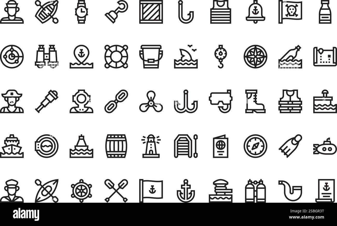 Hochwertige Sammlung von Vektorsymbolen mit editierbarer Kontur. Ideal für professionelle und kreative Projekte Stock Vektor