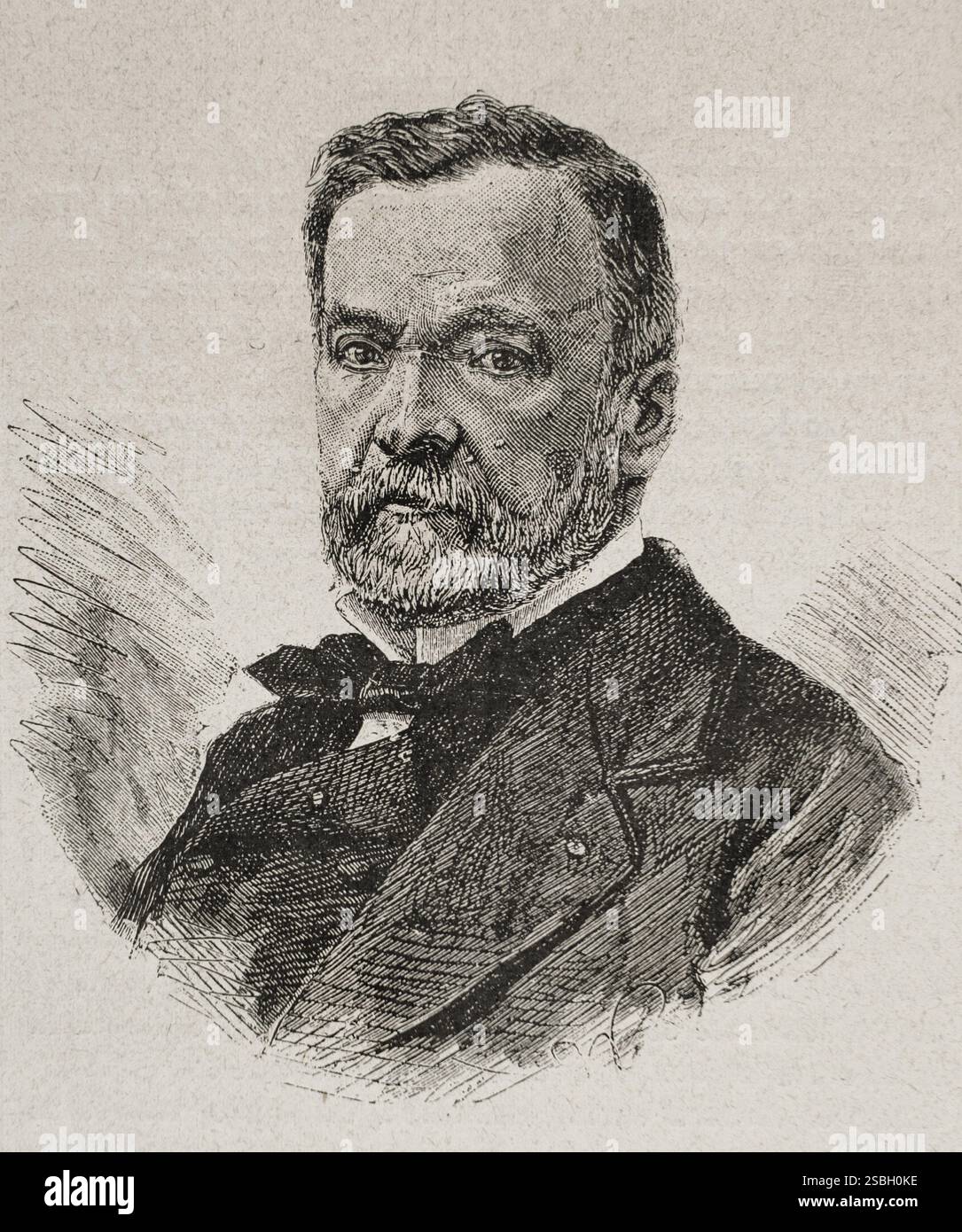 Louis Pasteur (1822-1895). Französischer Chemiker und Mikrobiologe. Hochformat. Gravur. La ilustración. Revista hispano-americana, 1884. Stockfoto