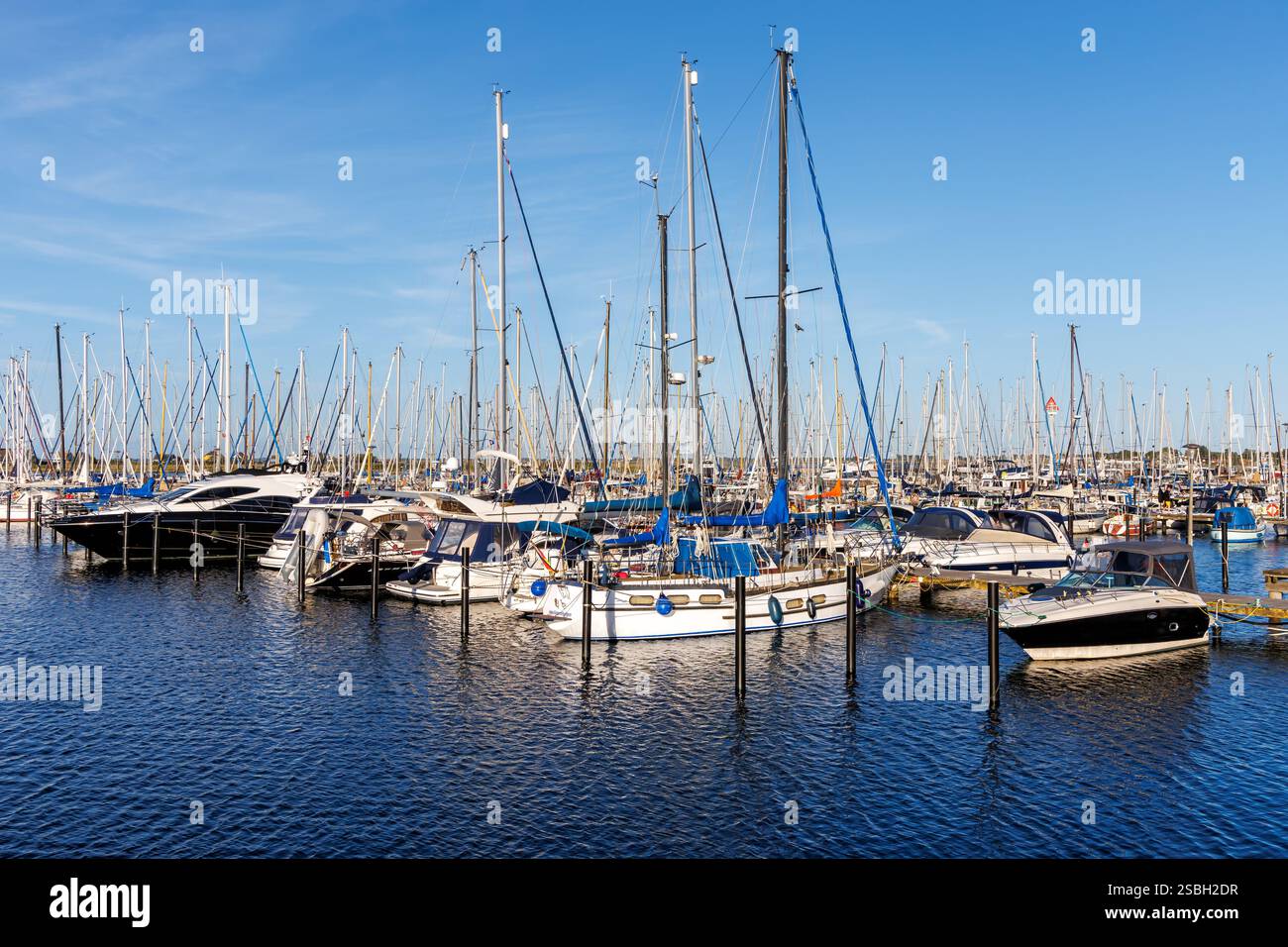 Yachthafen mit Segelbooten segeln Yachten an der Ostsee im Heiligenhafen Stockfoto