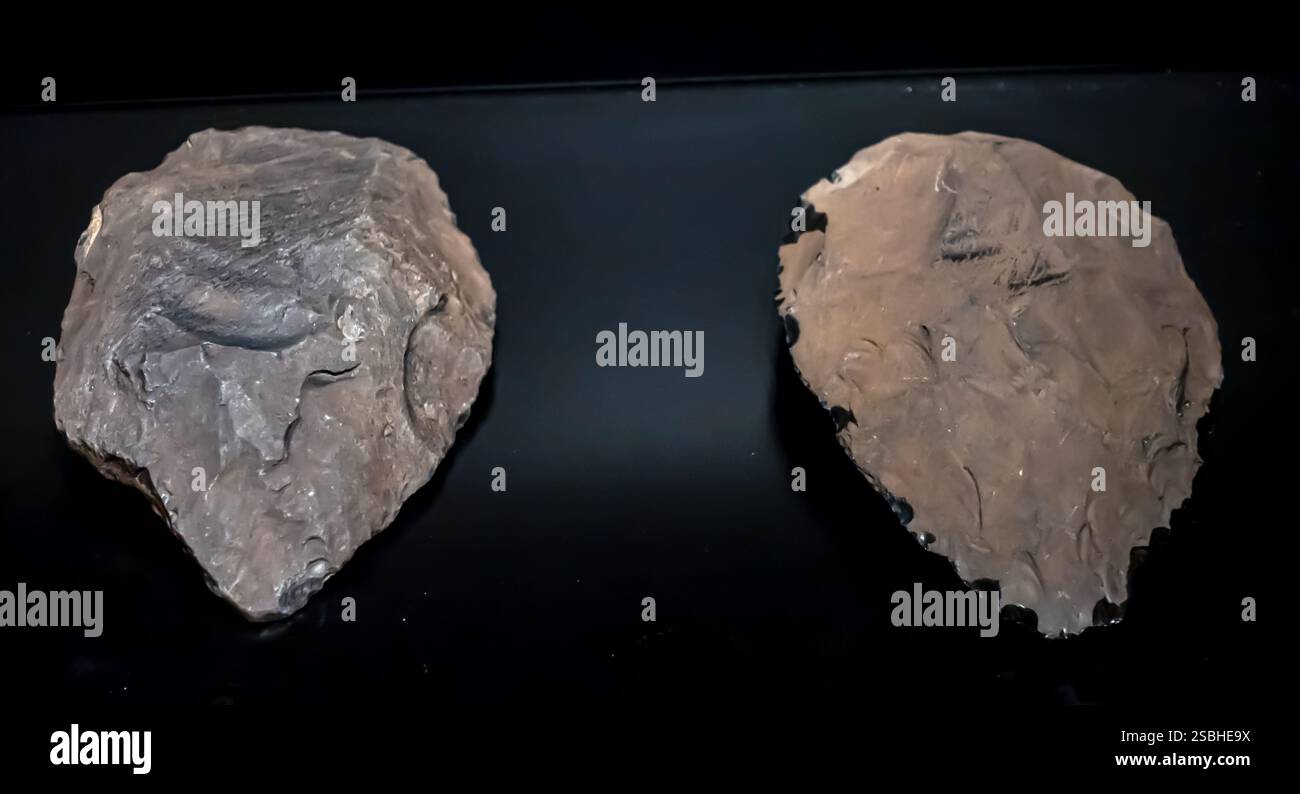 Obsidianwerkzeuge, Biface, Gurgurbaba tepesi Hügel, unteres Paläolithikum Stockfoto