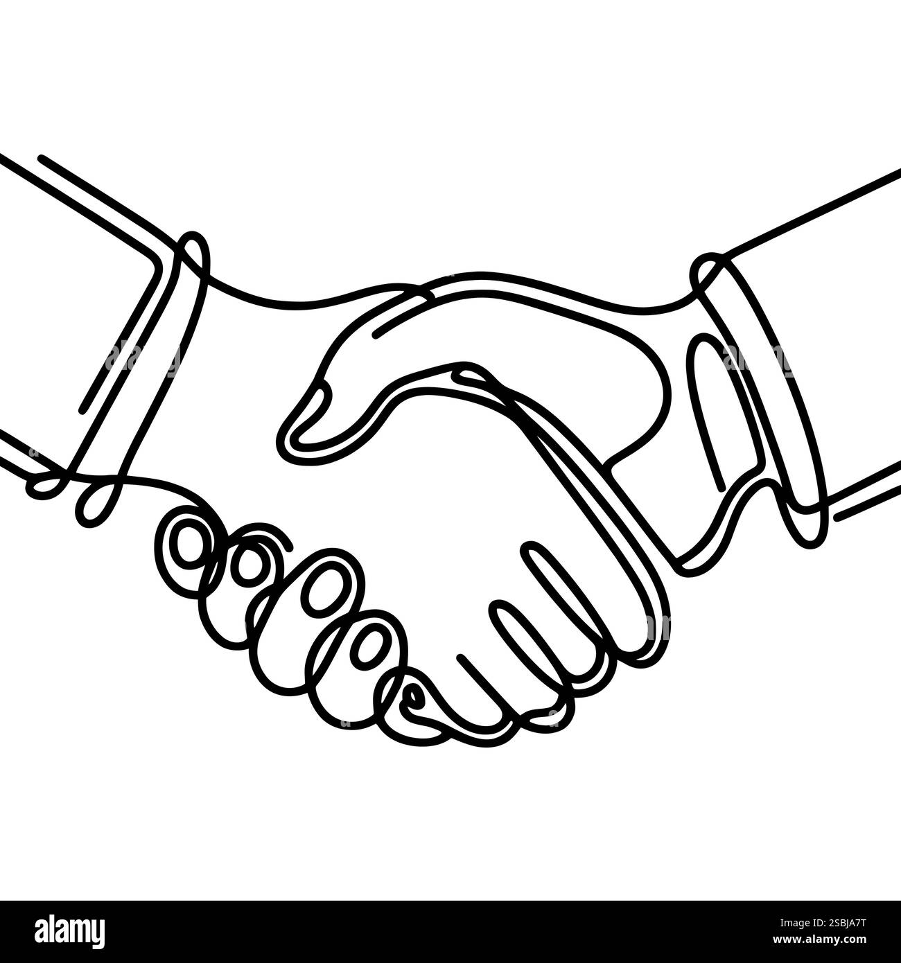 Eine durchgehende Abbildung eines Handshake, isoliert auf weißem Hintergrund. Linienkunst eines Handschlags Stock Vektor