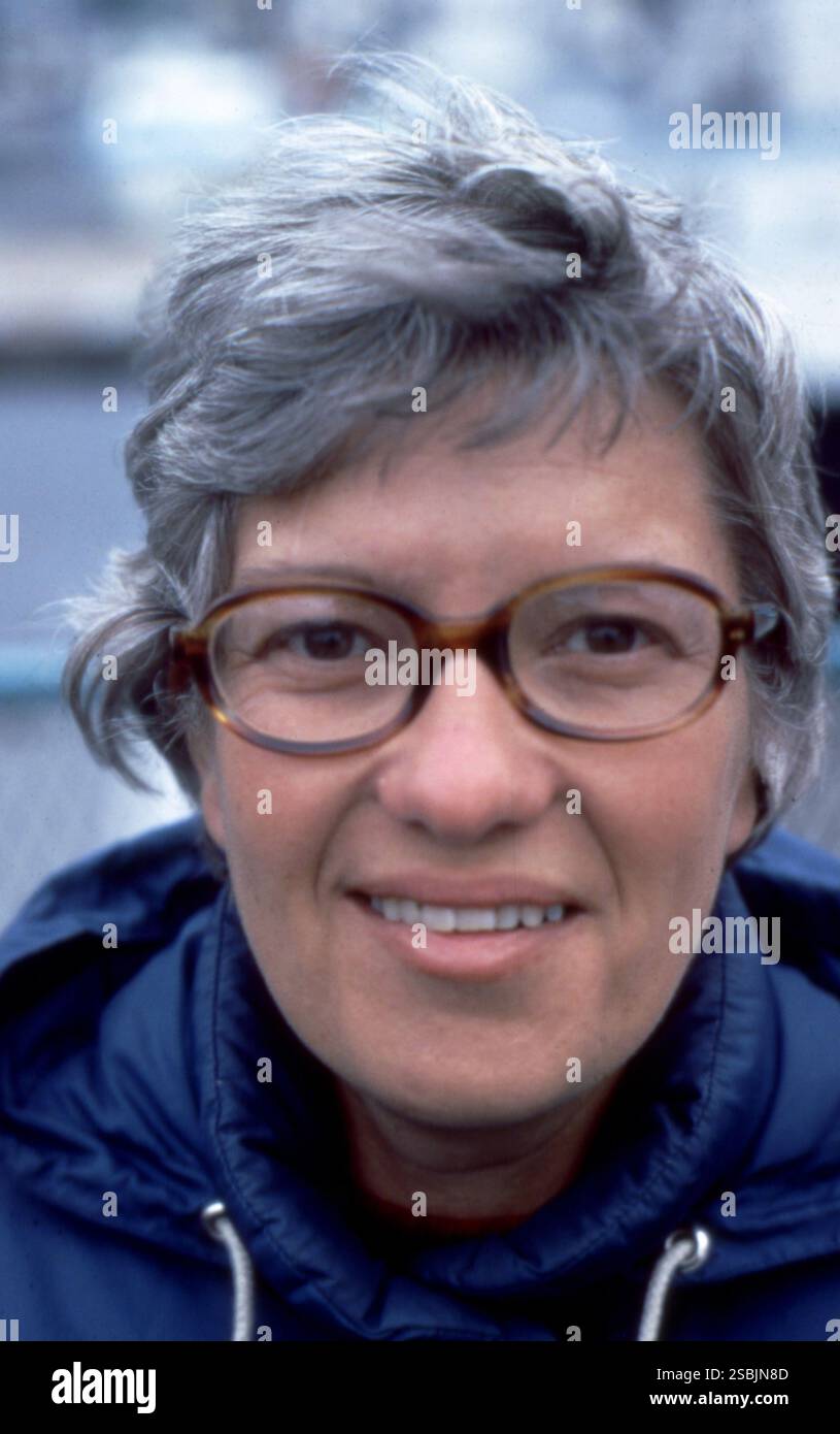 Die amerikanische Astronomin Vera Rubin (1928–2016) beim Treffen der American Astronomical Society in Seattle, Washington, 11. April 1972. Stockfoto