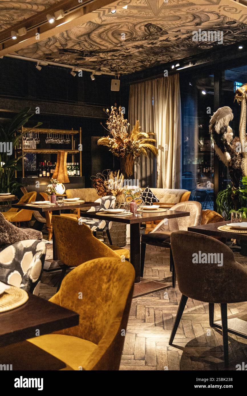 Inneneinrichtung des Yopo Restaurants im Mandrake Hotel, London, England Stockfoto