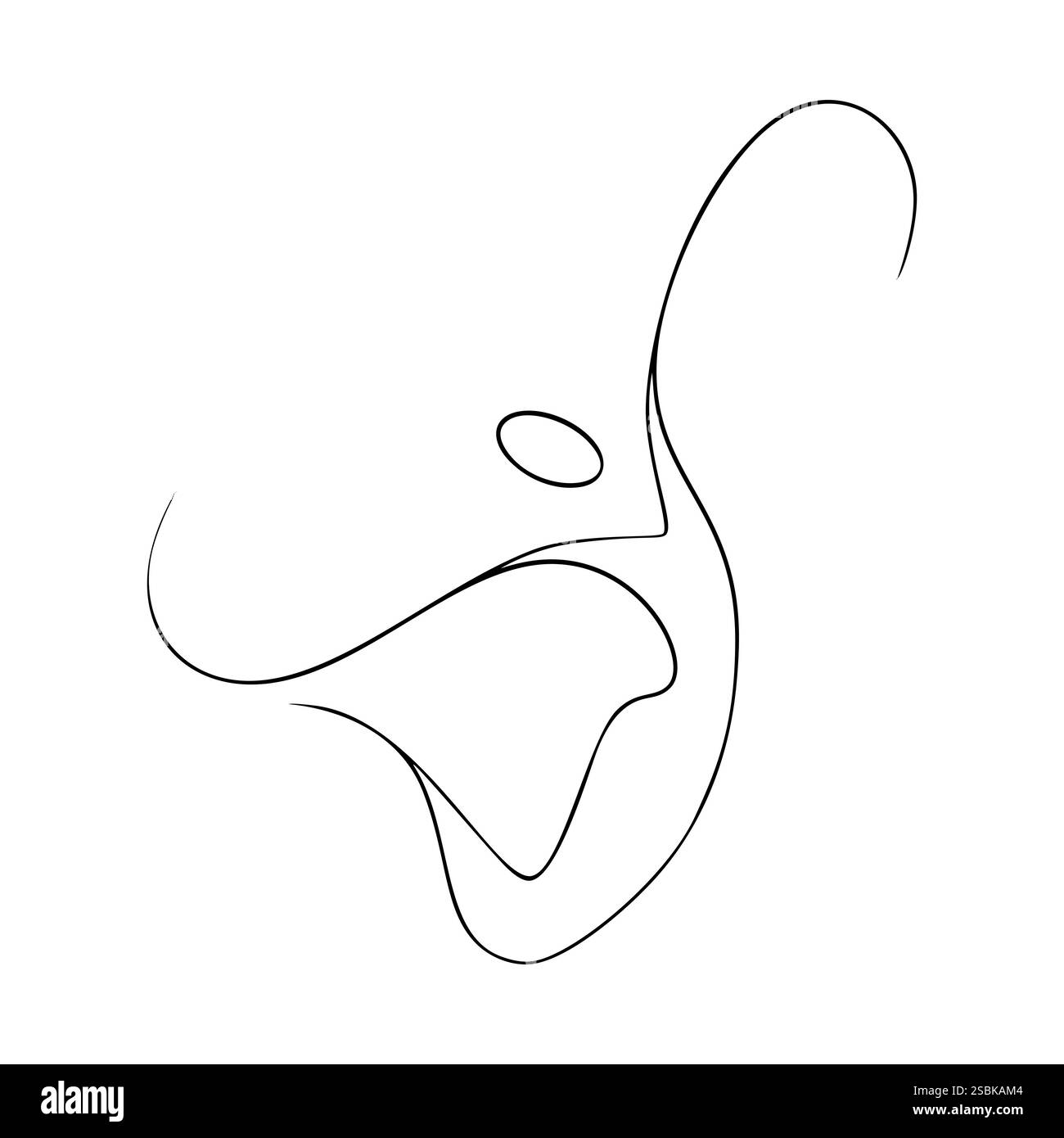 Dancing Woman Logo. Auf weißem Hintergrund ist sie in einem linearen Stil ausgeführt. Vektorabbildung. Stock Vektor