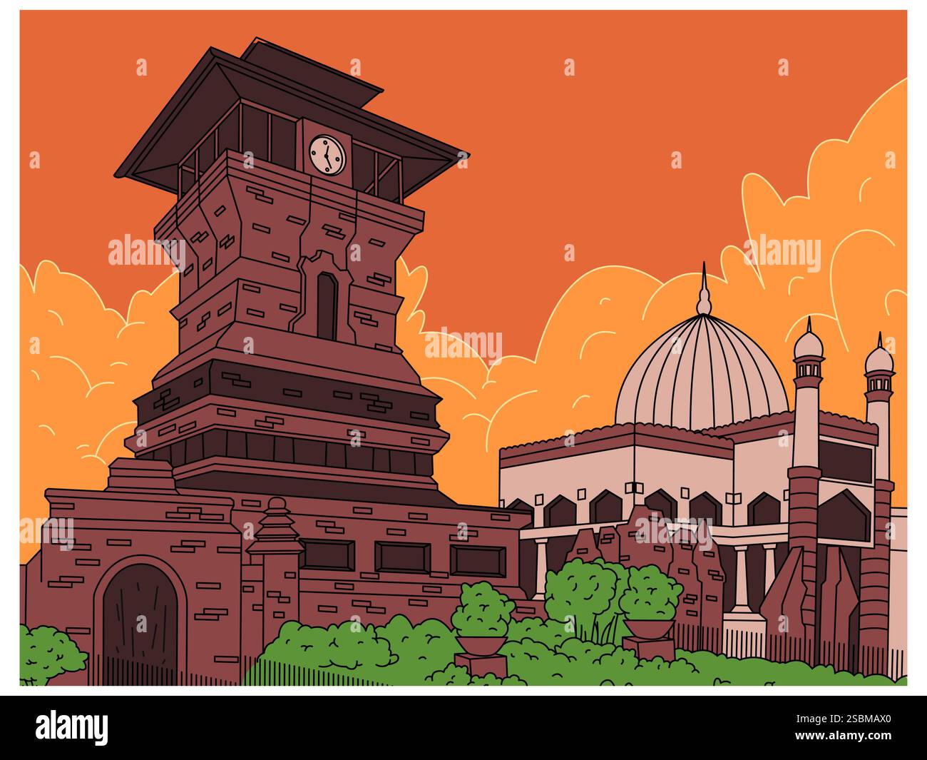 Menara Kudus Central Java Indonesien antike historische Architektur Minarettturm Gebäude islamisches traditionelles Denkmal Indonesien Kulturerbe Tourismus Stock Vektor