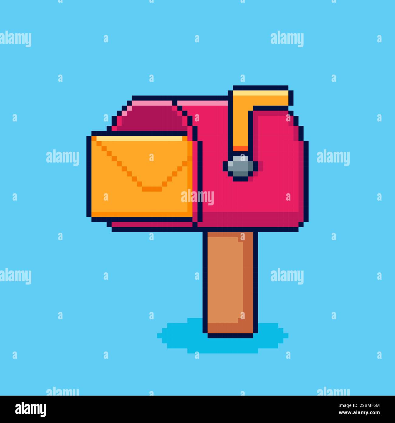 Pixel Art Mailbox mit Letter Game Asset Design Stock Vektor