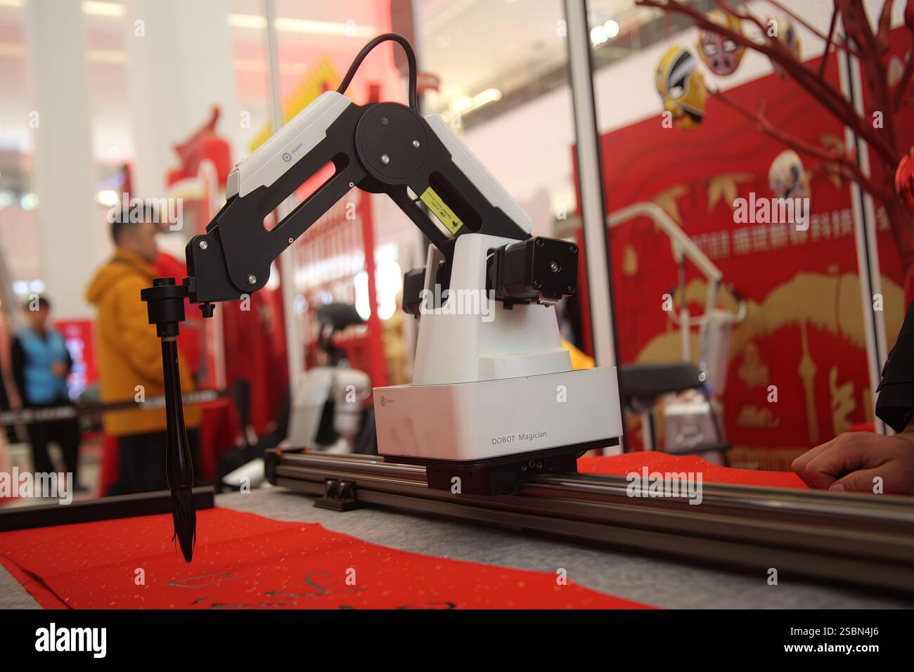 Peking, China. Februar 2025. PEKING, CHINA - 3. FEBRUAR 2025 - Ein Roboter tritt auf einer Messe für Wissenschaft und Technologie in Peking, China, am 3. Februar 2025 auf. (Foto: CFOTO/SIPA USA) Credit: SIPA US/Alamy Live News Stockfoto