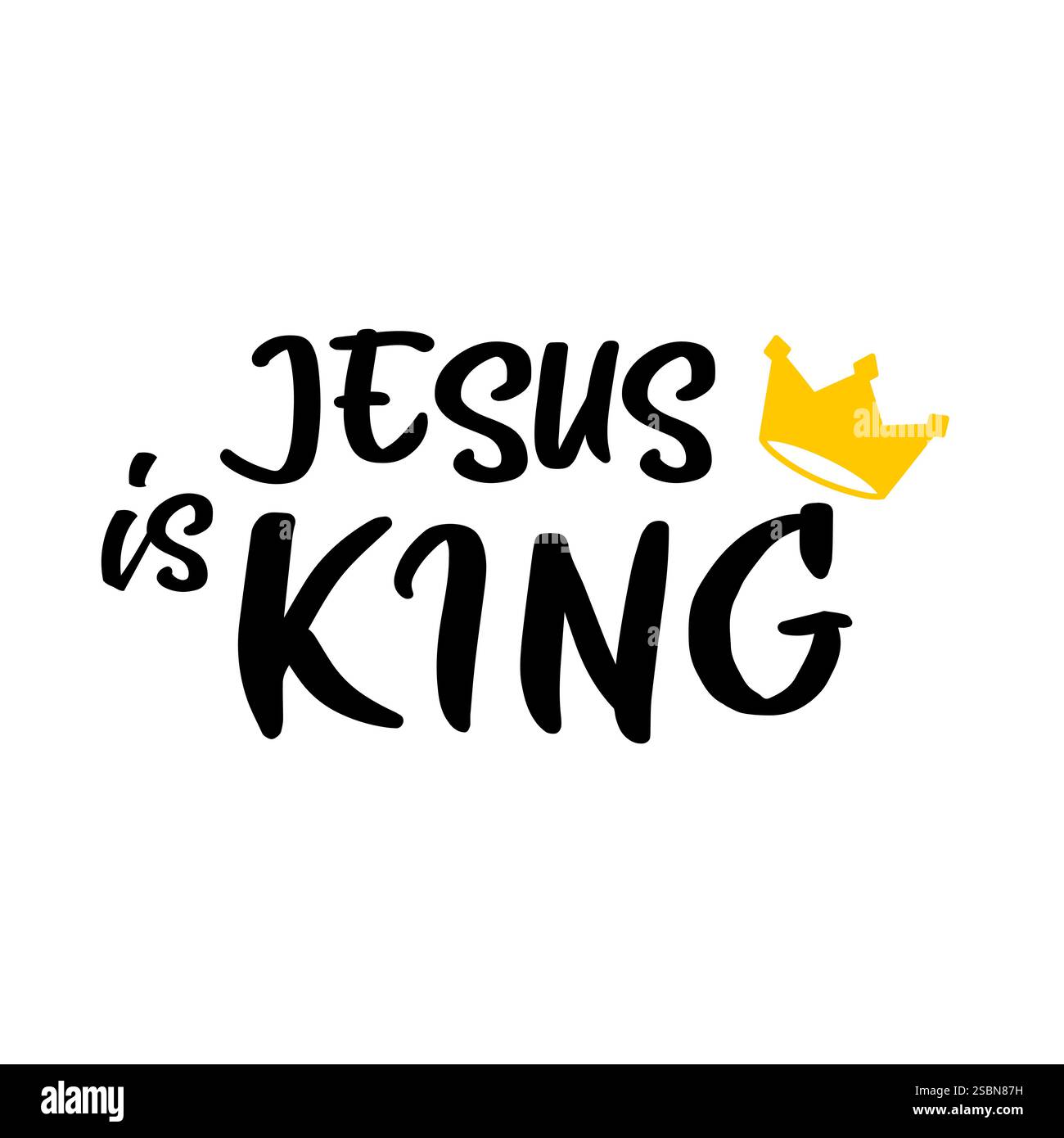 Jesus ist König, christliches Schriftbild. Bibelzitat T-Shirt-Print-Konzept für jugendarbeit- und Kirchenbekleidung mit Krone und Typografie. Vektor Stock Vektor