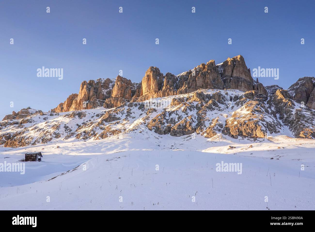 Felsen, Sella-Stock, Dolomiten, Italien Stockfoto