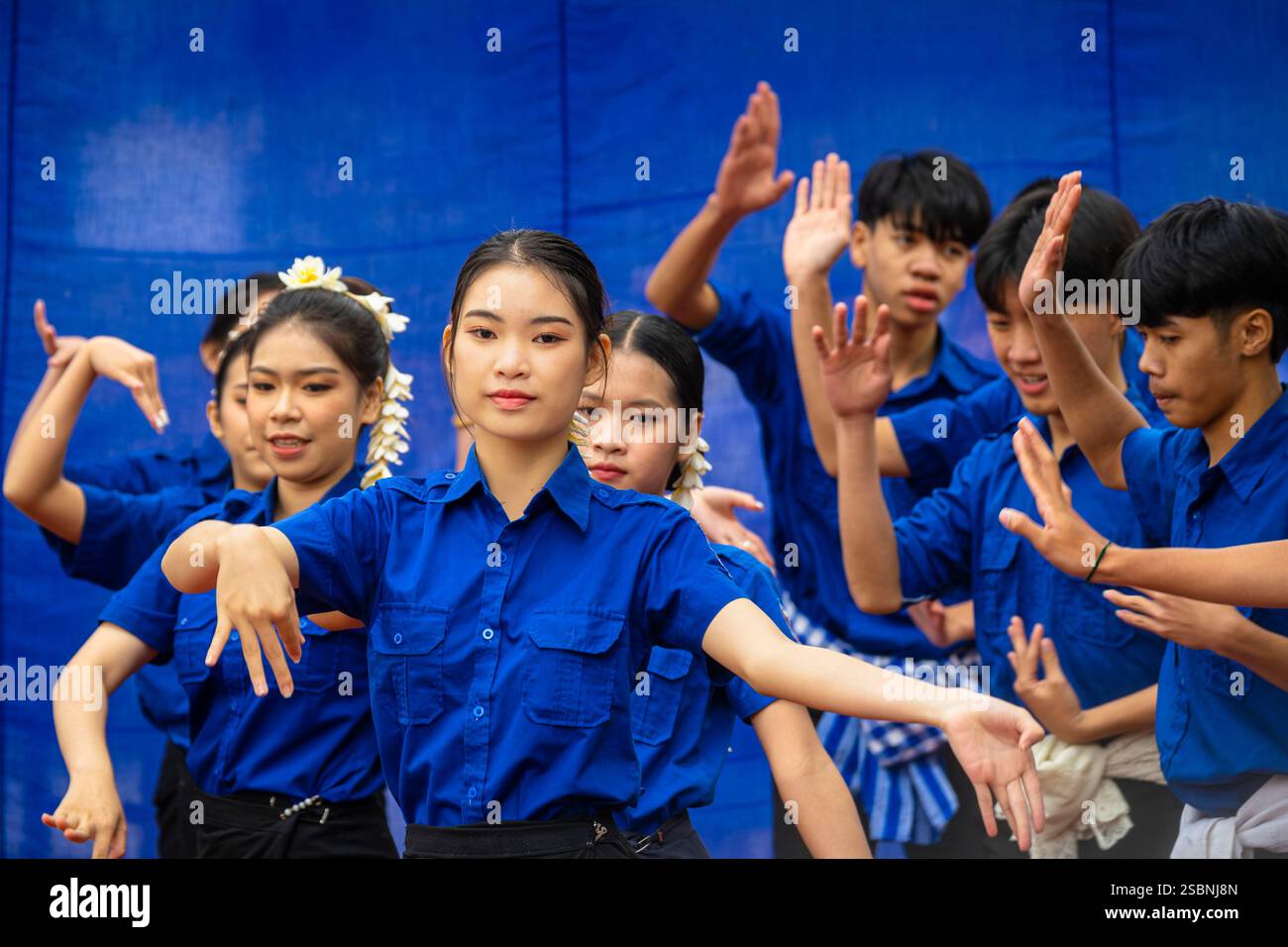 Laos, Luang Prabang, UNESCO-Weltkulturerbe, Festival an der Pasathipatai High School Stockfoto
