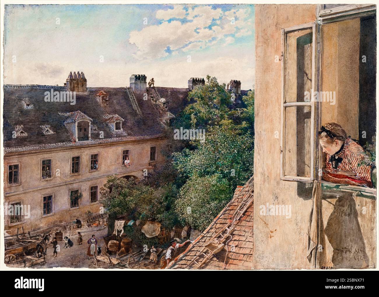 Rudolf von Alt, Blick auf die Alservorstadt, Aquarellmalerei mit Körperfarbe, 1872 Stockfoto