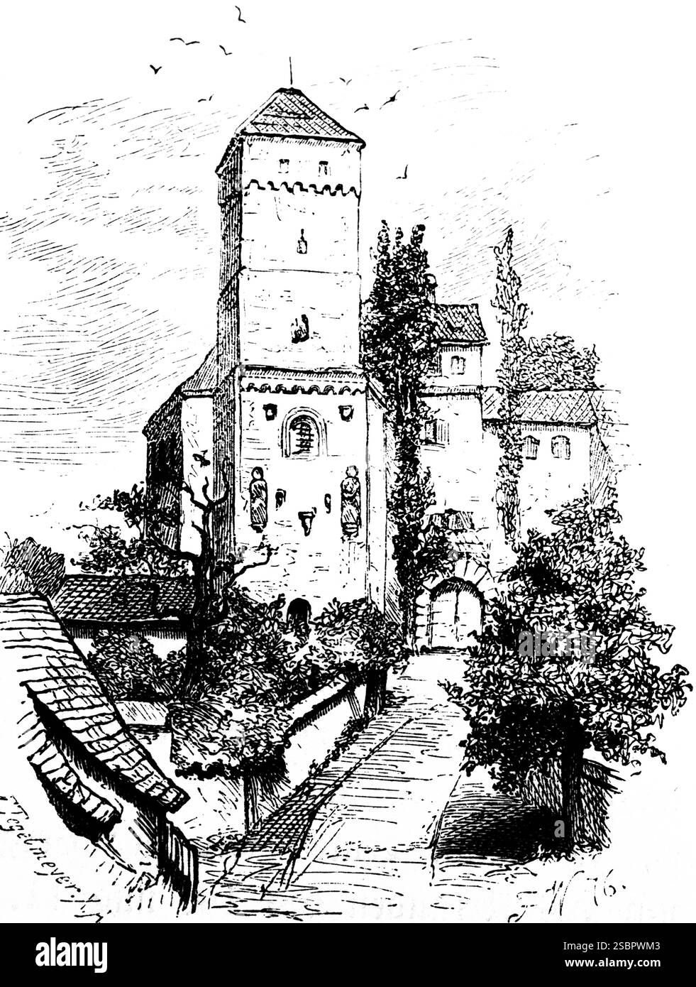 Heidnischer Turm der Reichskapelle auf dem Schloss Nürnberg, Mittelfranken, Bayern, Reise, Deutschland, historische Abbildung 1885, Europa Stockfoto