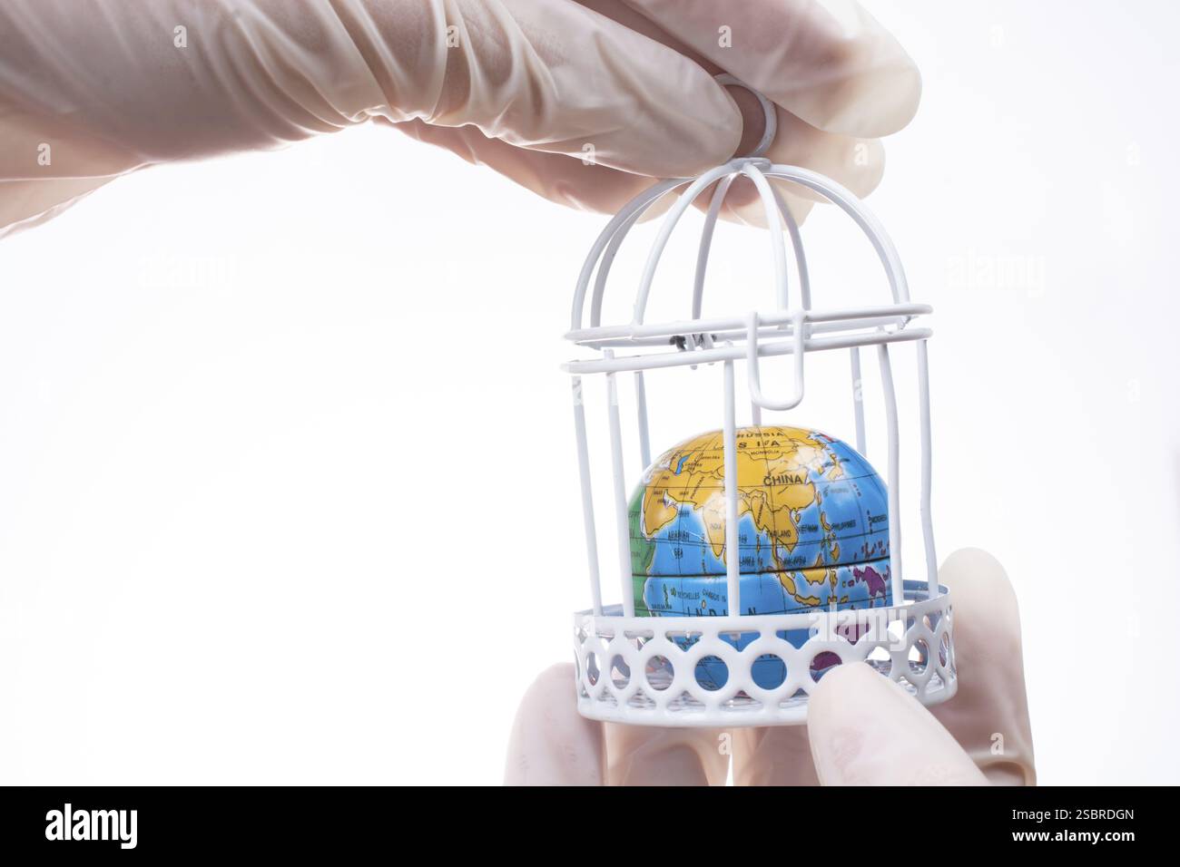 Globale Quarantäne bei Virusausbruch., Pandemie. Gesundheitsrisiko, Quarantänevirus Stockfoto