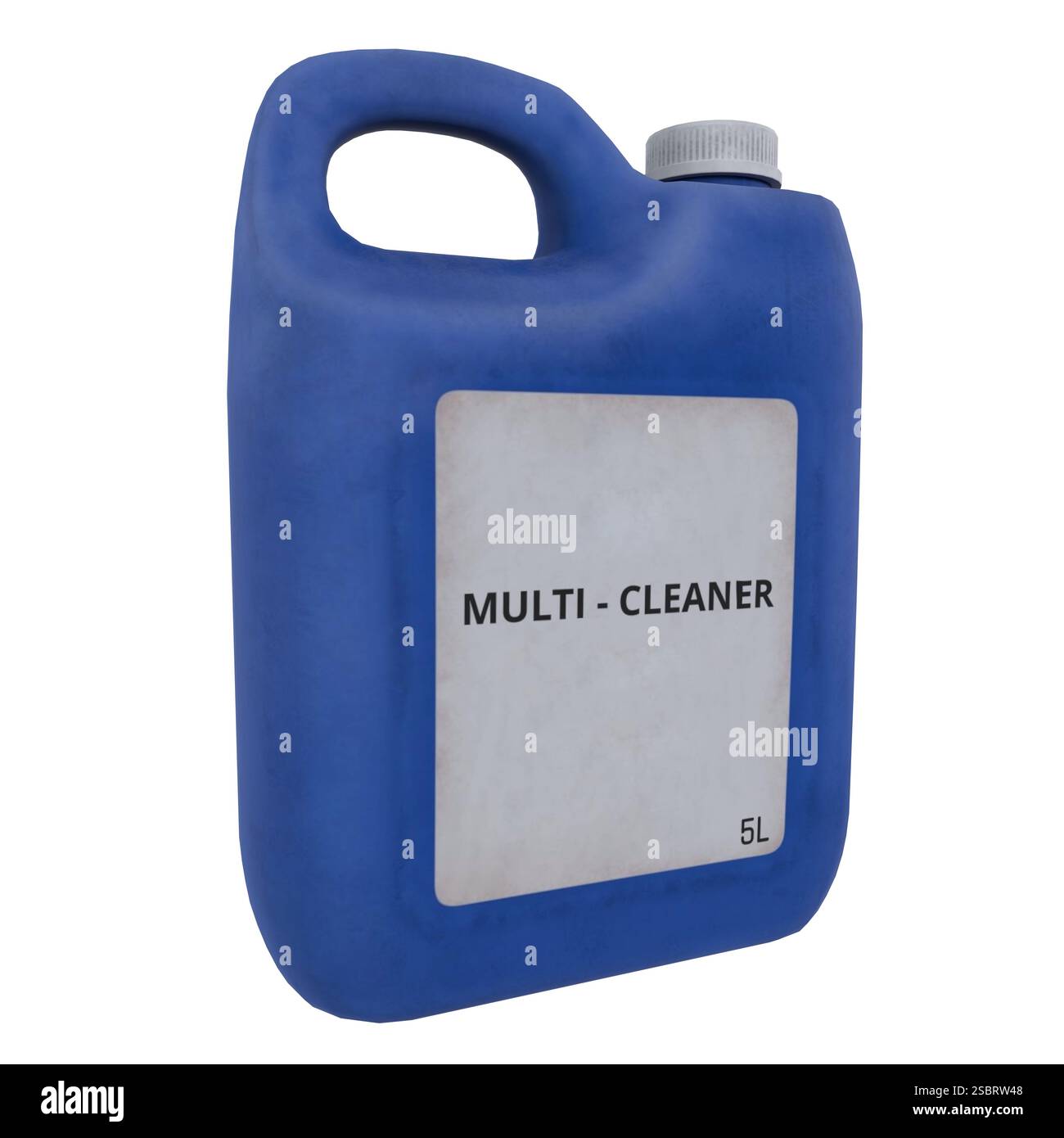 Dieser Behälter fasst fünf Liter Mehrfachreiniger für effektive Reinigungszwecke. Stockfoto