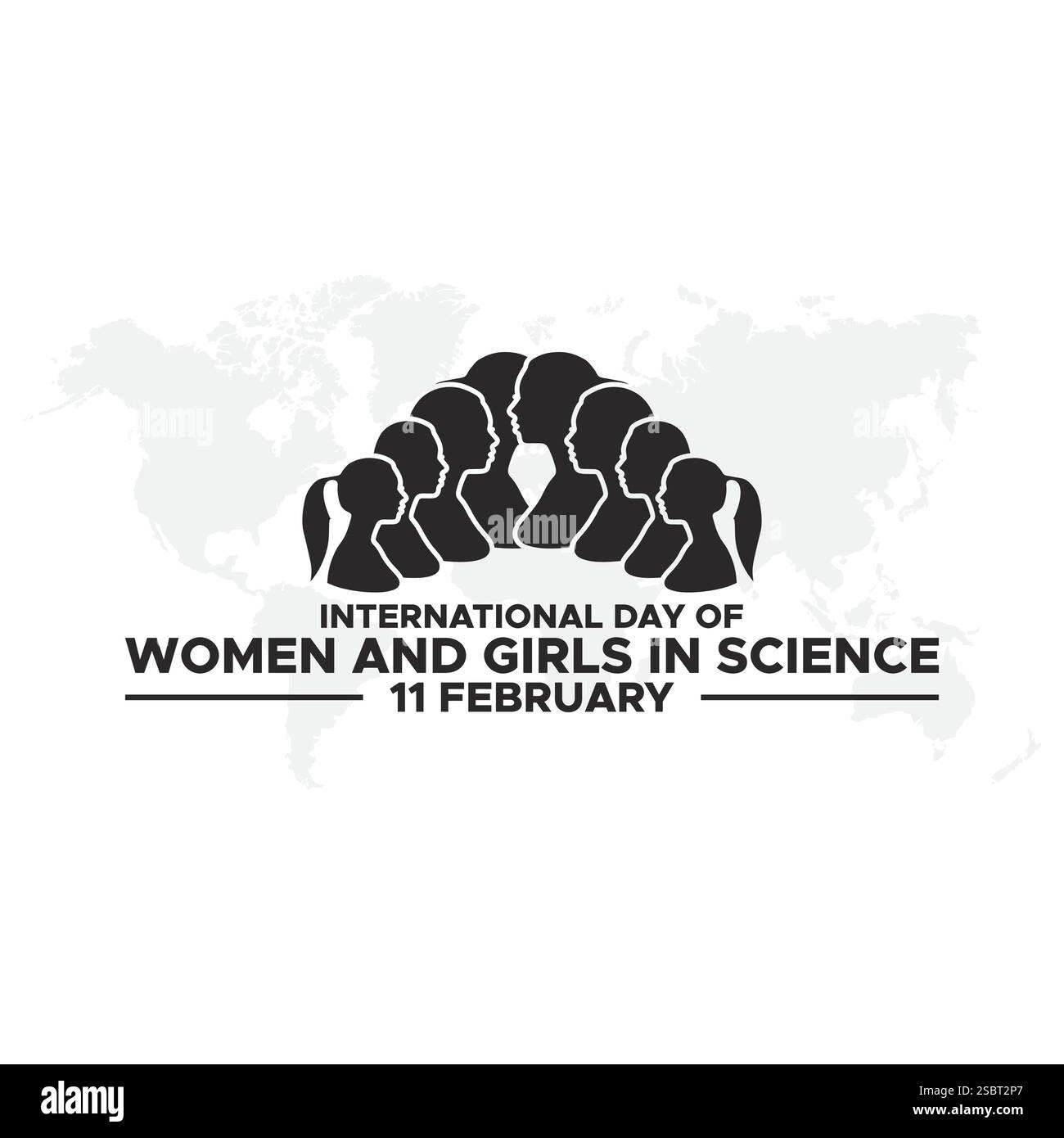 Internationaler Tag der Frauen und Mädchen in der Wissenschaft Thema Vektor Illustration. Geeignet für Poster, Banner, Kampagne und Grußkarte. Stock Vektor