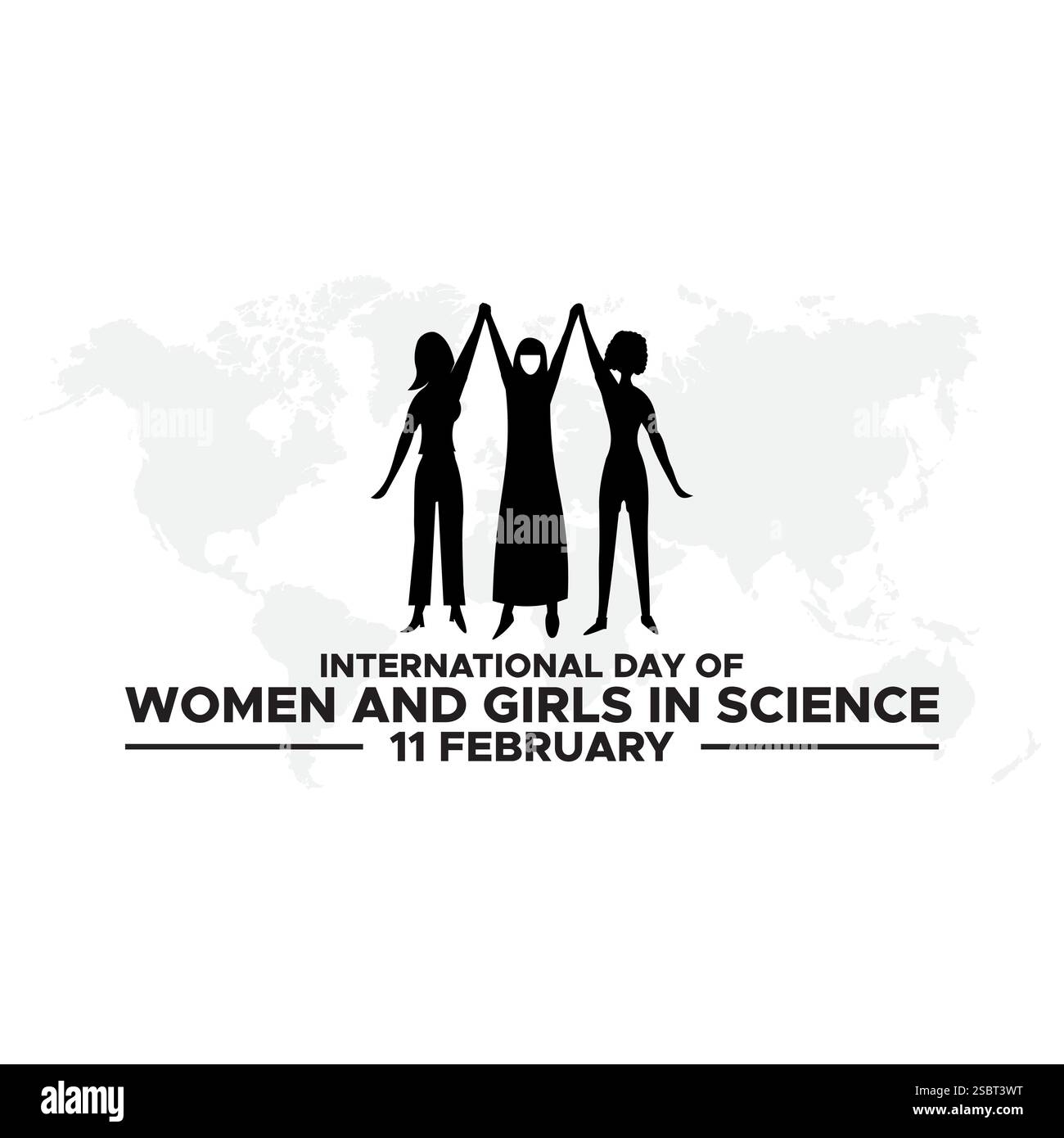Internationaler Tag der Frauen und Mädchen in der Wissenschaft Thema Vektor Illustration. Geeignet für Poster, Banner, Kampagne und Grußkarte. Stock Vektor