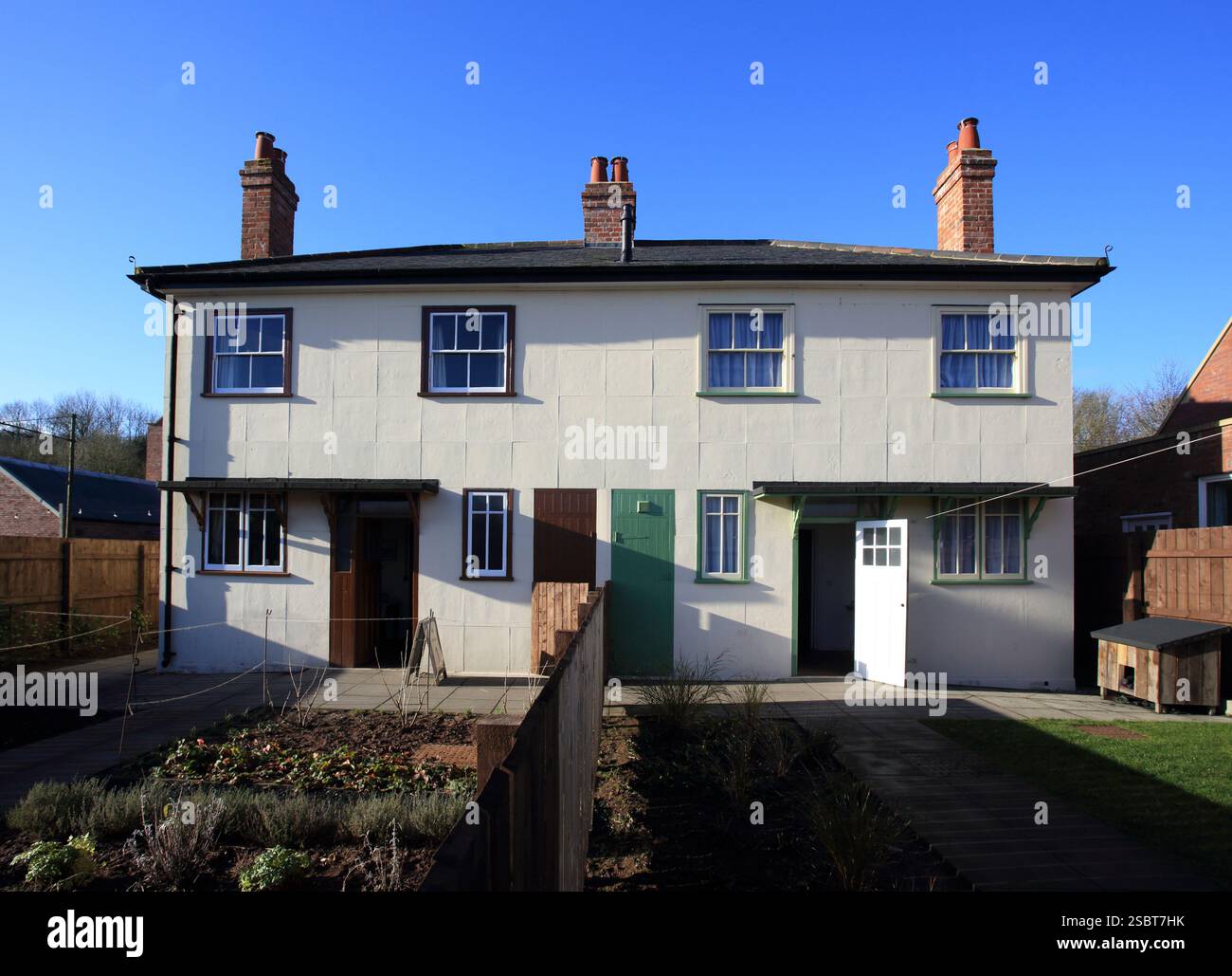 Gusseiserne Häuser im Black Country Living Museum, Dudley, West midlands, England, Großbritannien. Stockfoto