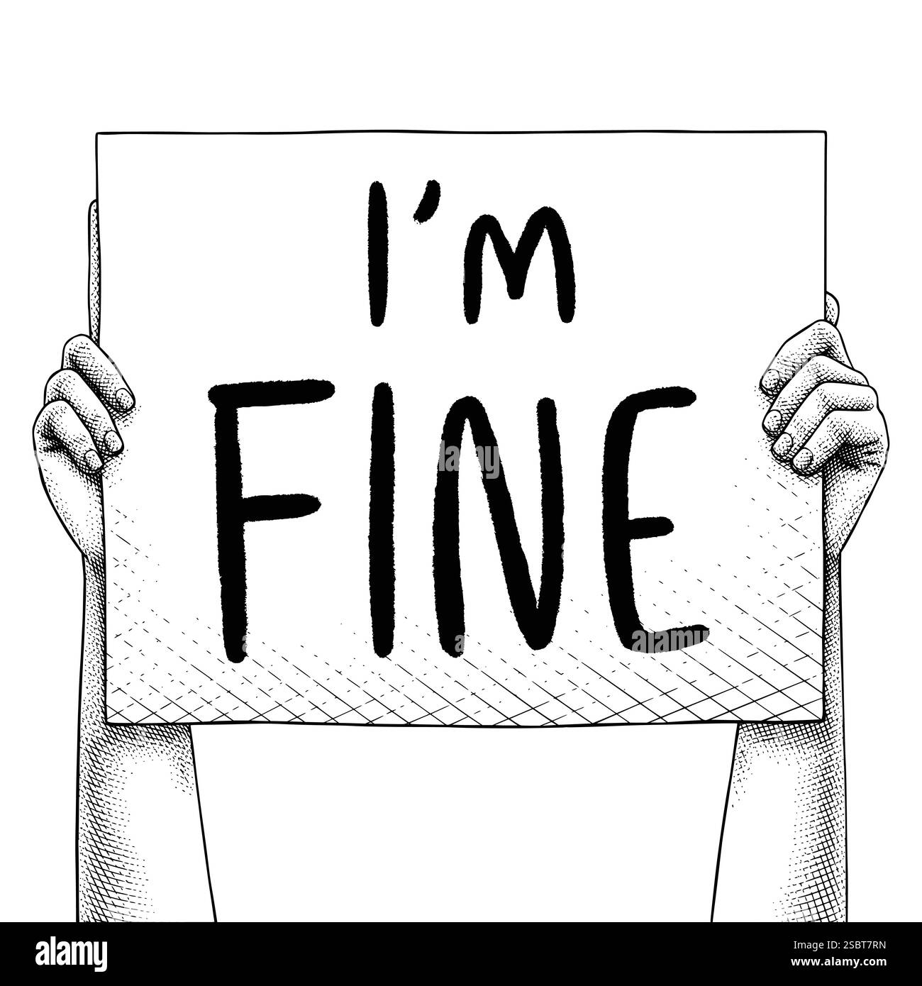 Die Hand hebt ein Schild, auf dem steht, dass ES mir GUT GEHT Stock Vektor