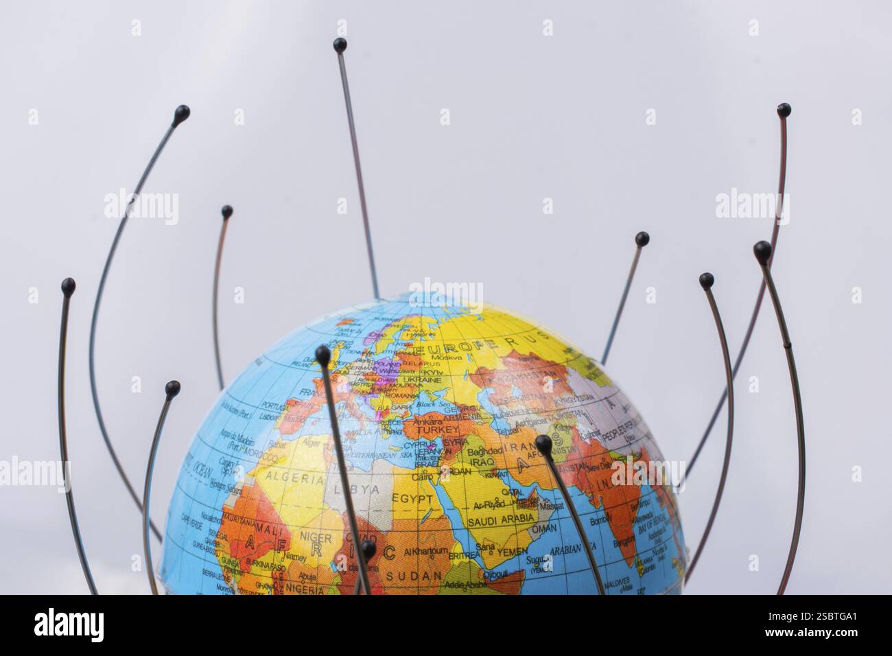 Globale Quarantäne bei Virusausbruch., Pandemie. Gesundheitsrisiko, Quarantänevirus Stockfoto