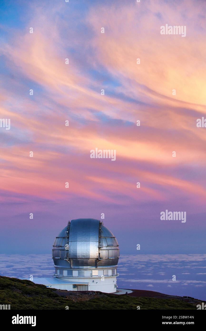 Gran Telescopio CANARIAS GTC, Roque de los Muchachos Observatory, Caldera de Taburiente Nationalpark, La Palma, Kanarische Inseln, Spanien Stockfoto