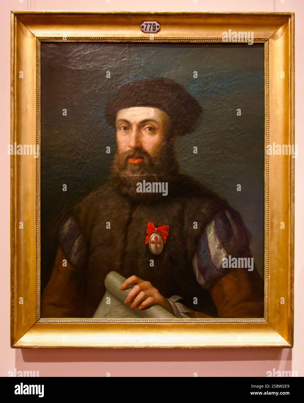 1848 Öl auf Leinwand Porträt Fernando de Magallanas portugiesischer Entdecker eines anonymen spanischen Künstlers Marinemuseum Paseo del Prado Madrid Spanien Europa Stockfoto