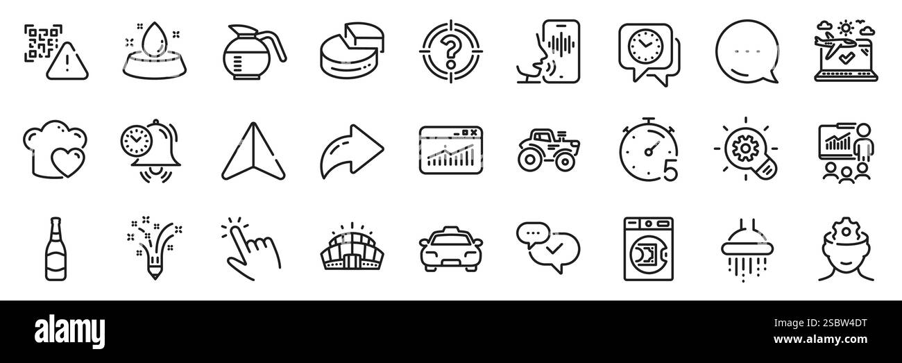 Taxi, QR-Code und Liniensymbole für Tortendiagramme. Für Web-App. Symbole für die App-Zeile. Vektor Stock Vektor