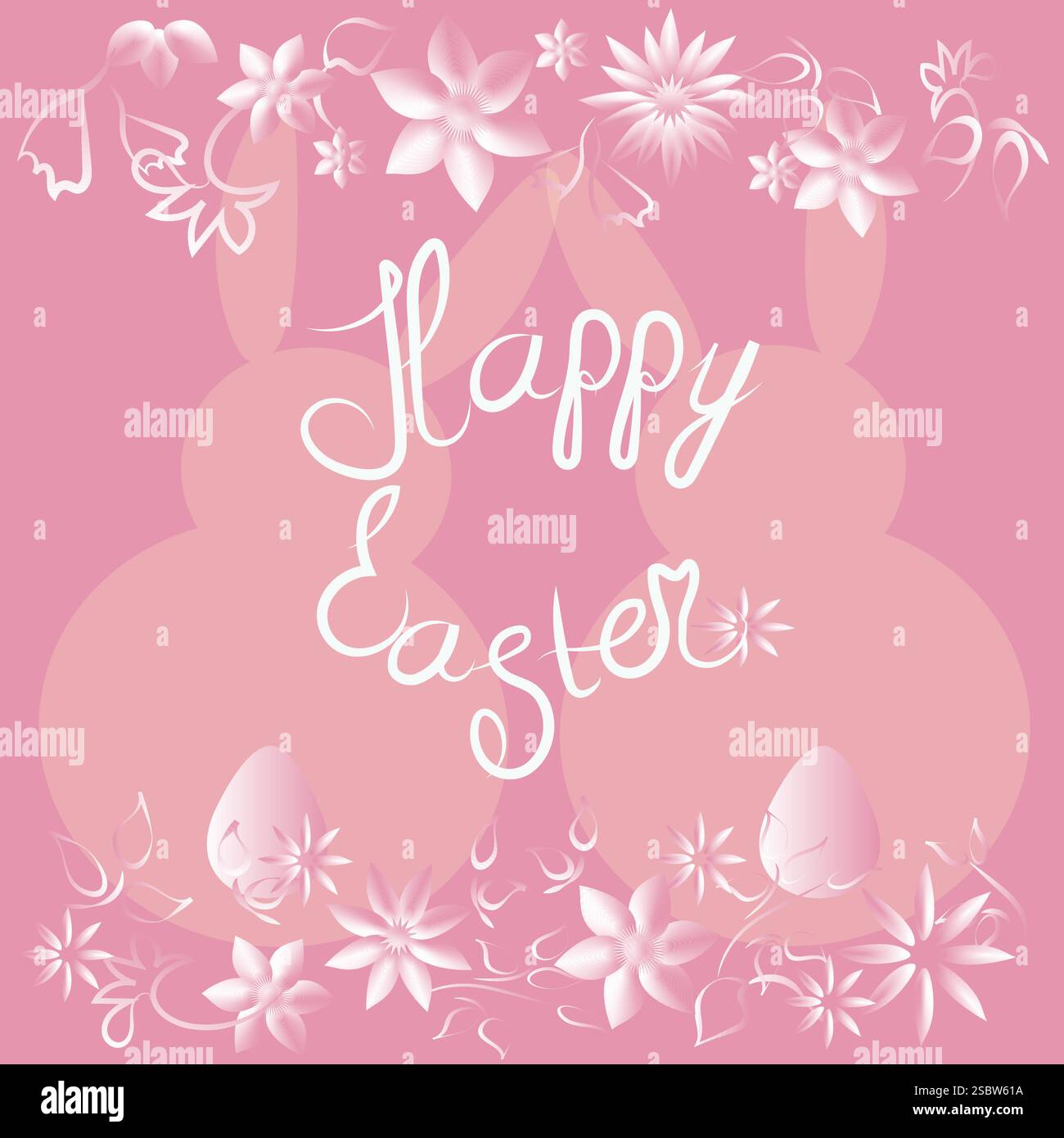 Grußkarte mit Osterhasen und Ostereiern Stock Vektor