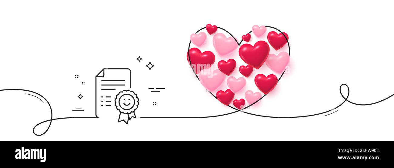Smile Award Line Symbol. Bewertungszeichen für positives Feedback. Das grosse Herz der kontinuierlichen Linie. Vektor Stock Vektor