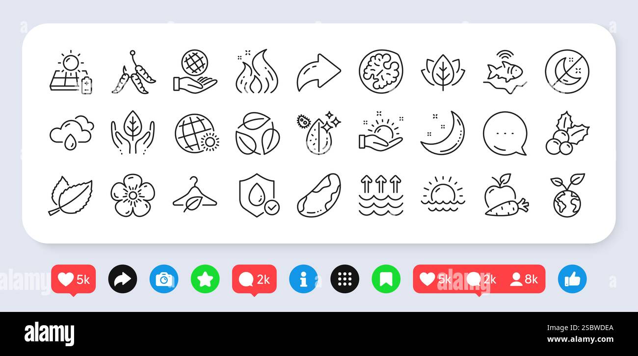 Minzblätter, organisch getestete und schmutzige Wasserlinien-Symbole. Für Web-App. Social-Media-Symbole. Vektor Stock Vektor