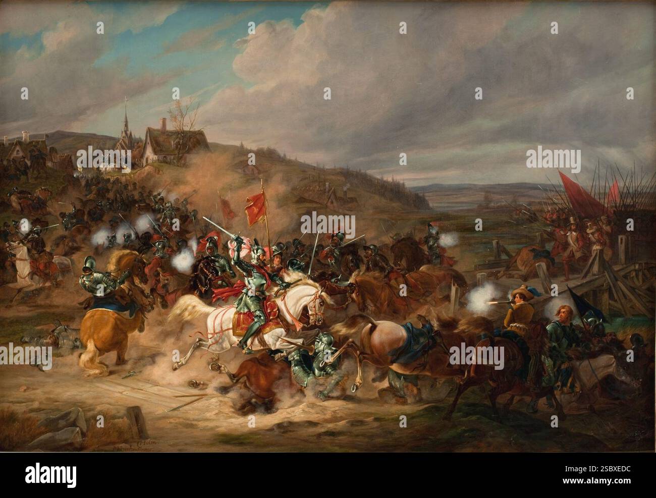 Christian Holm, Daniel Rantzau bemægtiger sig Tureby Bro i Skåne unter Syvårskrigen 1563-1570, Stockfoto