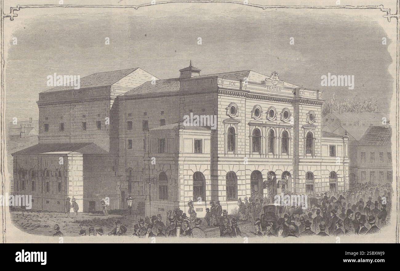 Helsingborgs Teater, Exteriör, NY Illustrerad Tidning No. 49, 8. dezember 1877. Stockfoto