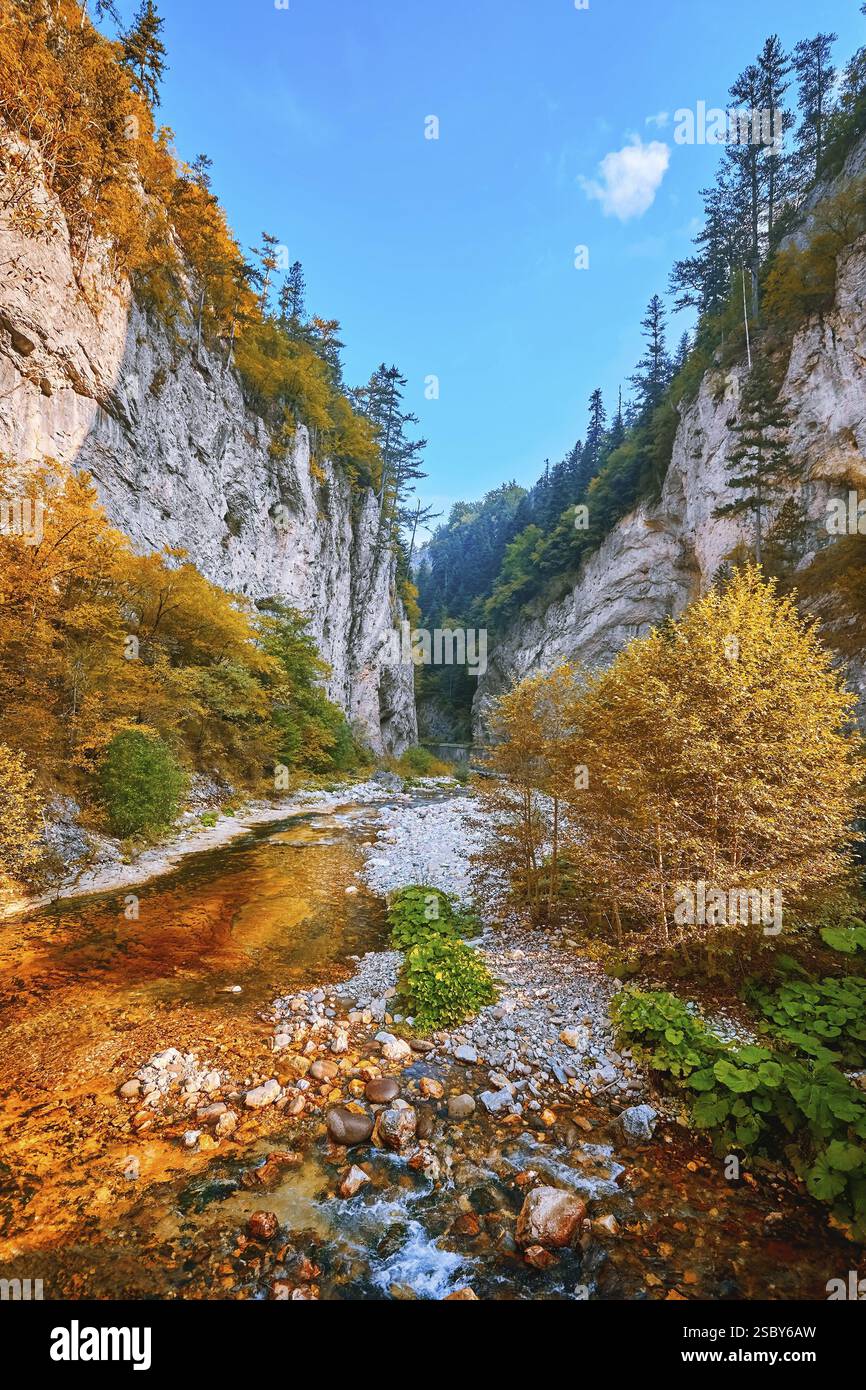 Das Tal des Devin-Flusses im westlichen Rhodopes Struilitsa, Devin, Bulgarien, Europa Stockfoto