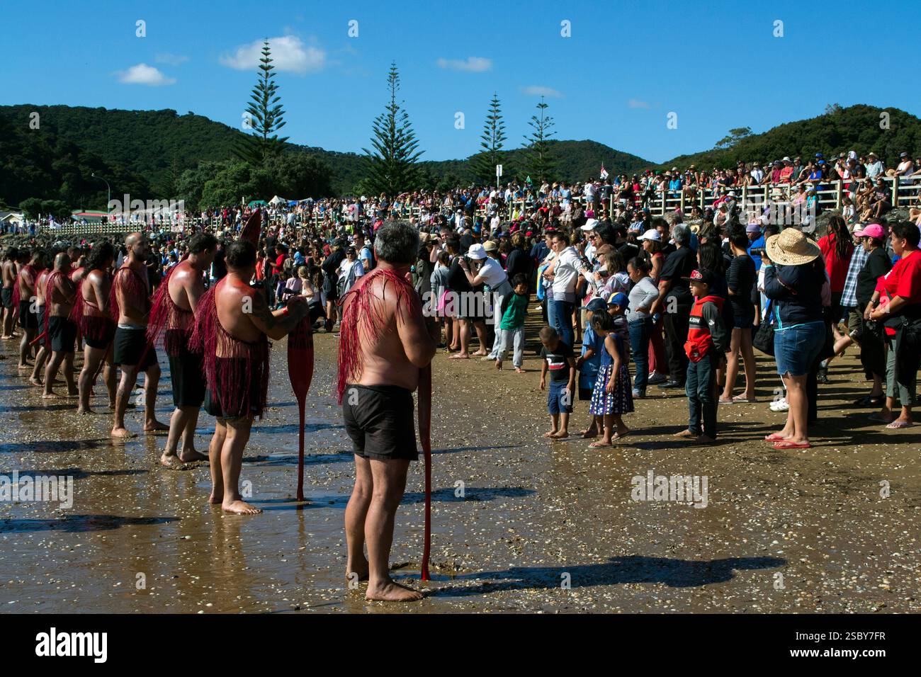 Waitangi, Neuseeland. Kapa Haka Stockfoto