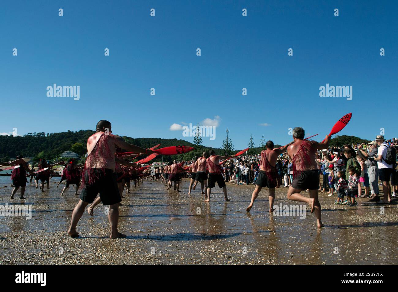 Waitangi, Neuseeland. Kapa Haka Stockfoto