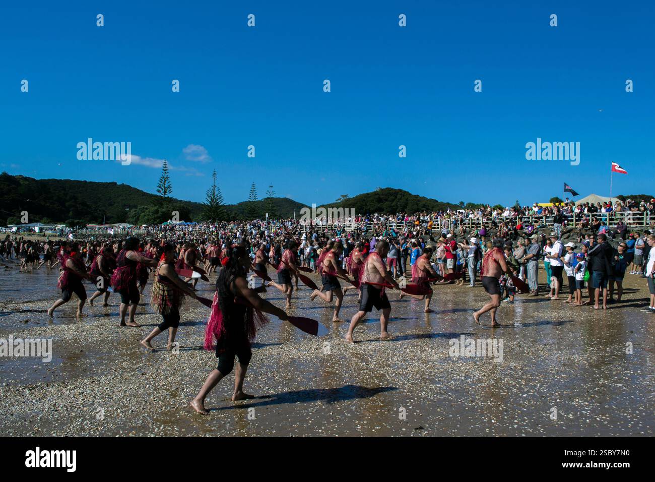 Waitangi, Neuseeland. Kapa Haka Stockfoto