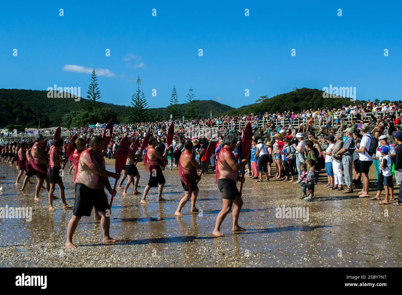 Waitangi, Neuseeland. Kapa Haka Stockfoto