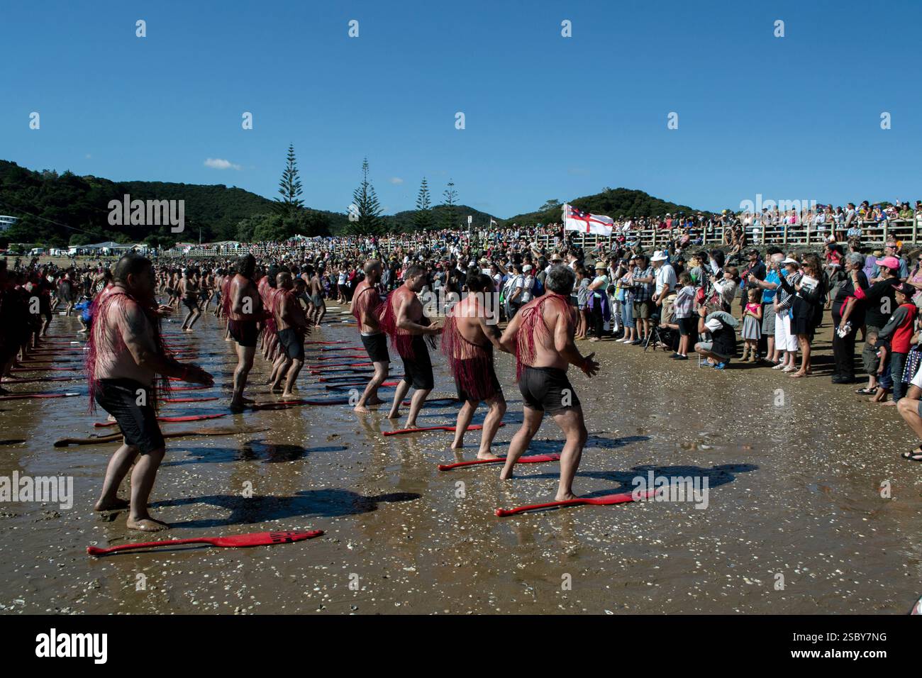 Waitangi, Neuseeland. Kapa Haka Stockfoto