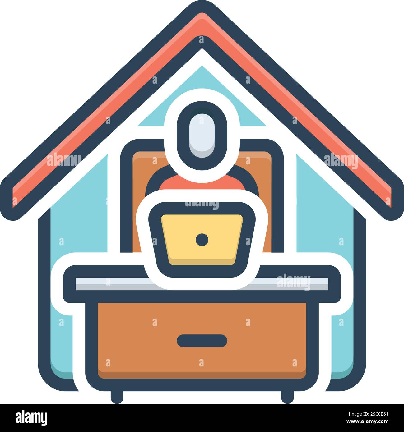 Symbol für Fernarbeit, Arbeit von zu Hause aus Stock Vektor