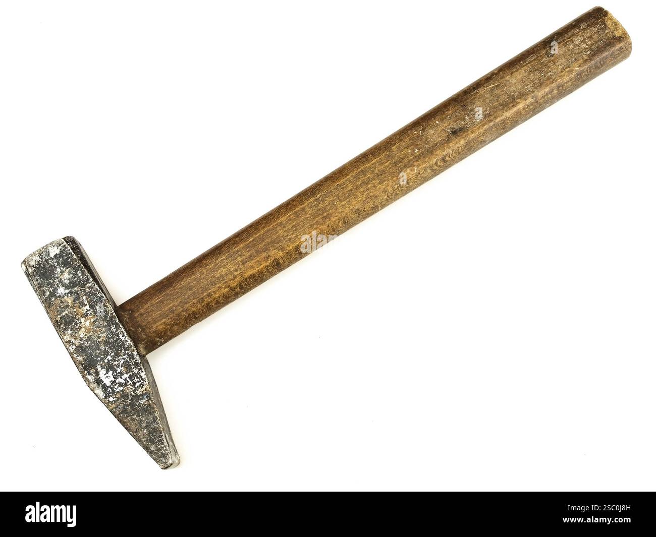 Foto vom alten Hammer über dem wirren Hintergrund Stockfoto