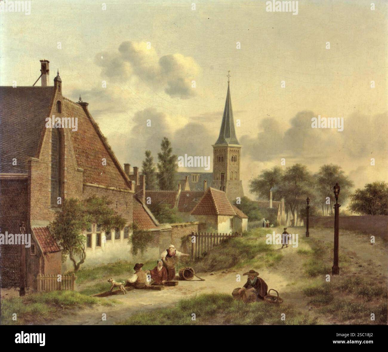 Gezicht vanaf de stadswal te Utrecht op de bebouwing achter de wal uit het noordwesten met links een gedeelte van het Bartholomeaigasthuis en op de ach. Stockfoto