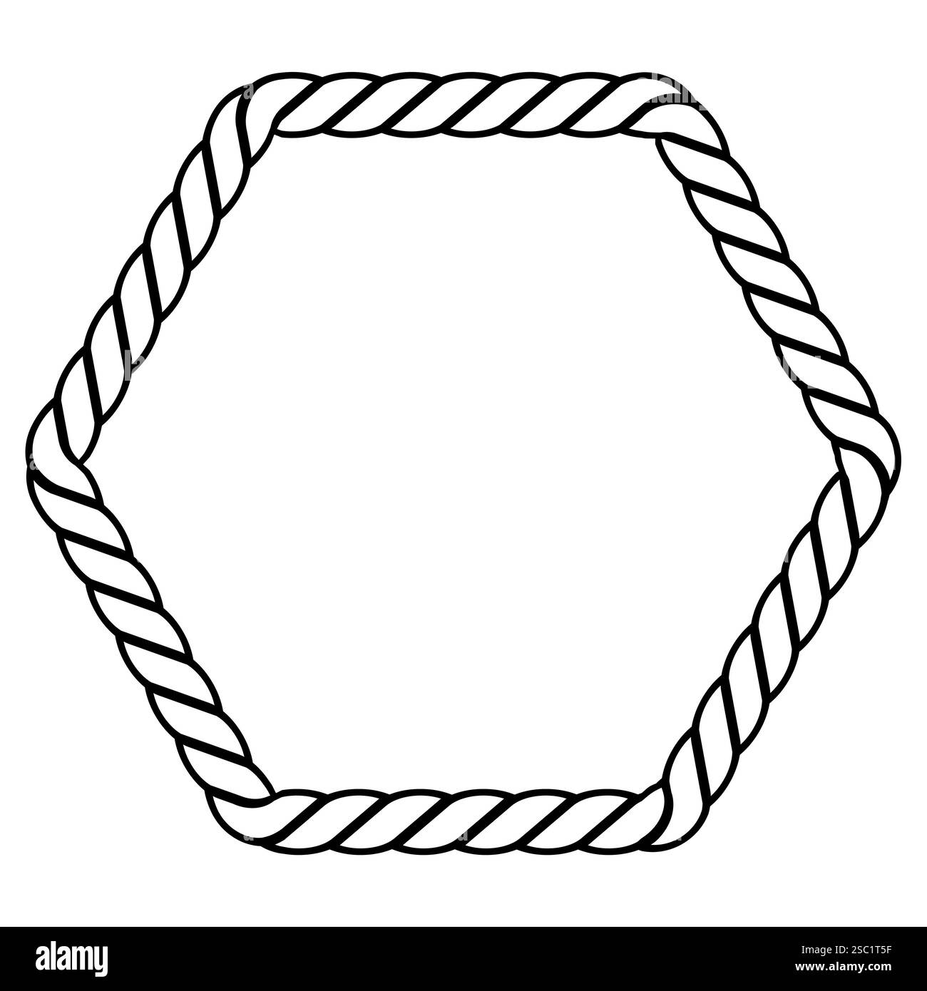 Strichzeichnung Sechskantrahmen aus Seil Stock Vektor