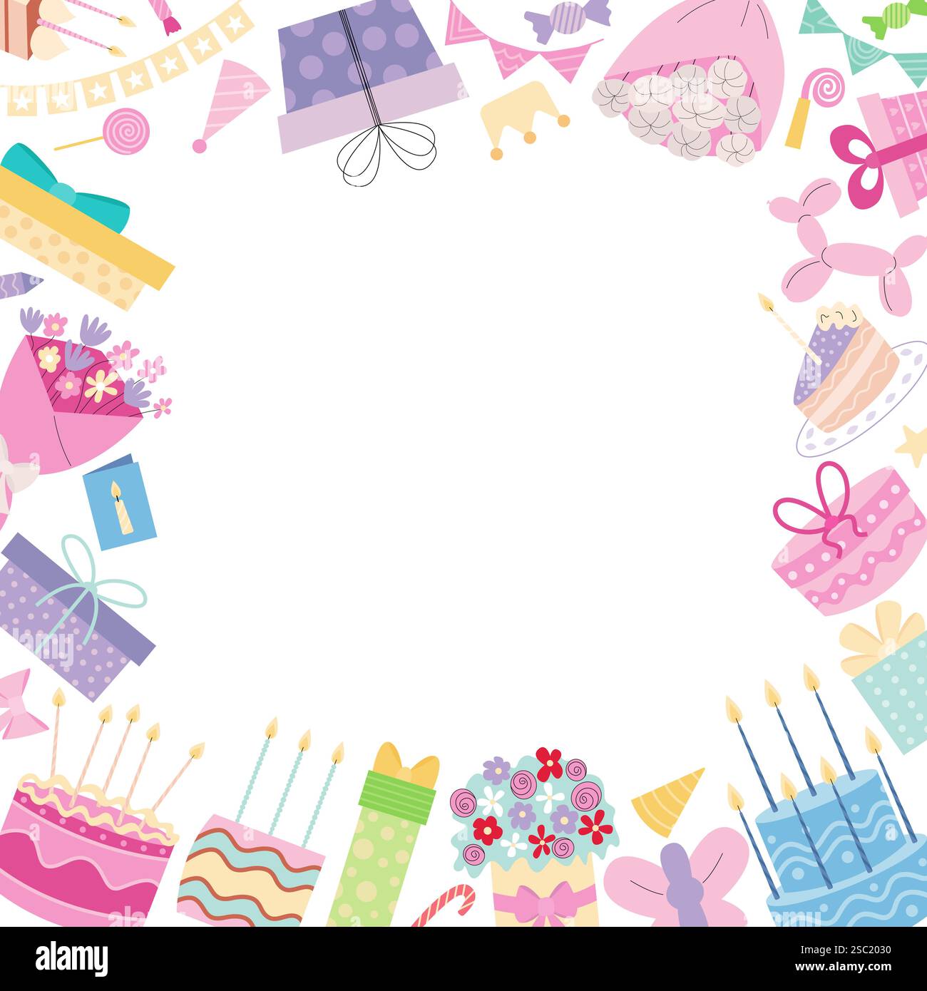 Rahmen mit Happy Birthday Elements Stock Vektor