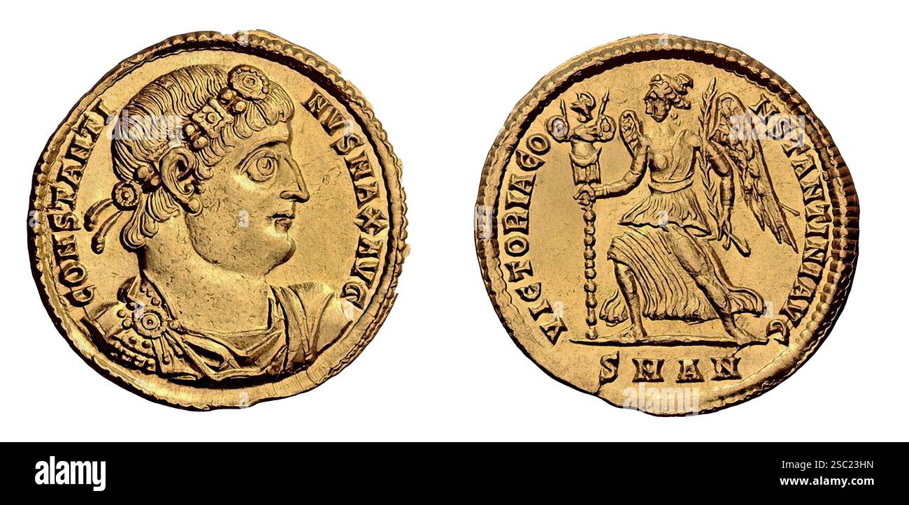 7484. Goldmünze Konstantin I. des Großen, 307–337 Stockfoto